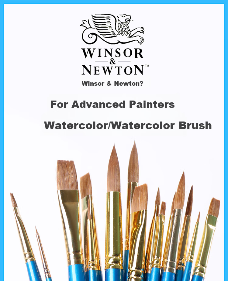 WINSOR&NEWTON [Freud Brand] Mixed Mink Hair Watercolor Brushes, Professional Watercolor Paint Brushes, Line Drawing Brushes, Advanced Artist-Specific Watercolor Brushes, Set of 6 1