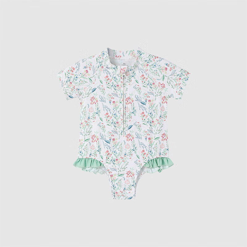 YEEHOO Children's One-Piece Swimsuit, Short Sleeve, for Boys And Girls, Hot Spring Swimwear, Summer Sun Protection Swimwear, UPF50+