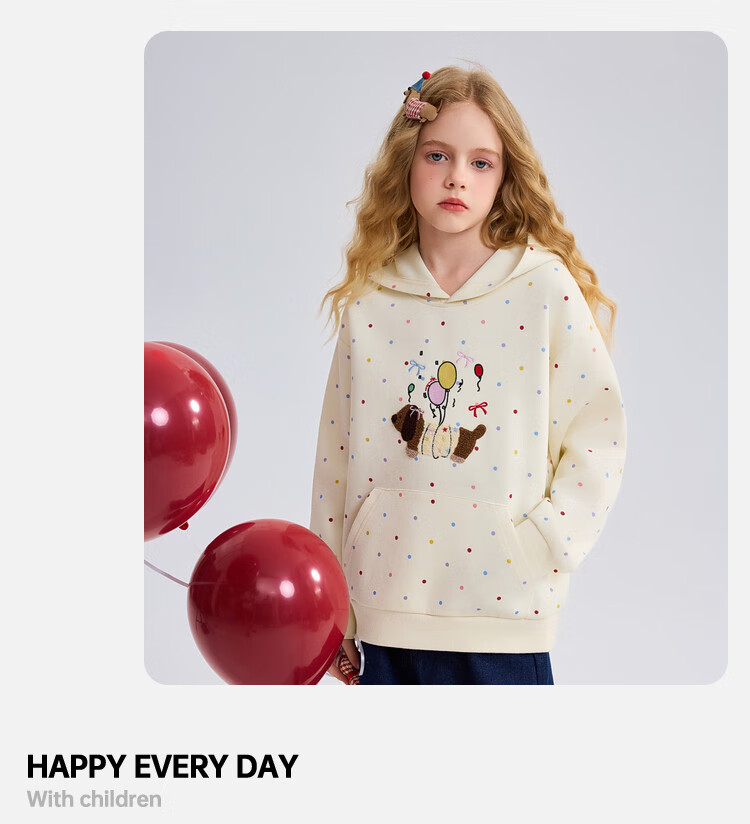 ASK JUNIOR Kids Hoodie 2026 Spring Long Sleeve Hooded Sweatshirt for Girls Cute Polka Dot Puppy Top 13