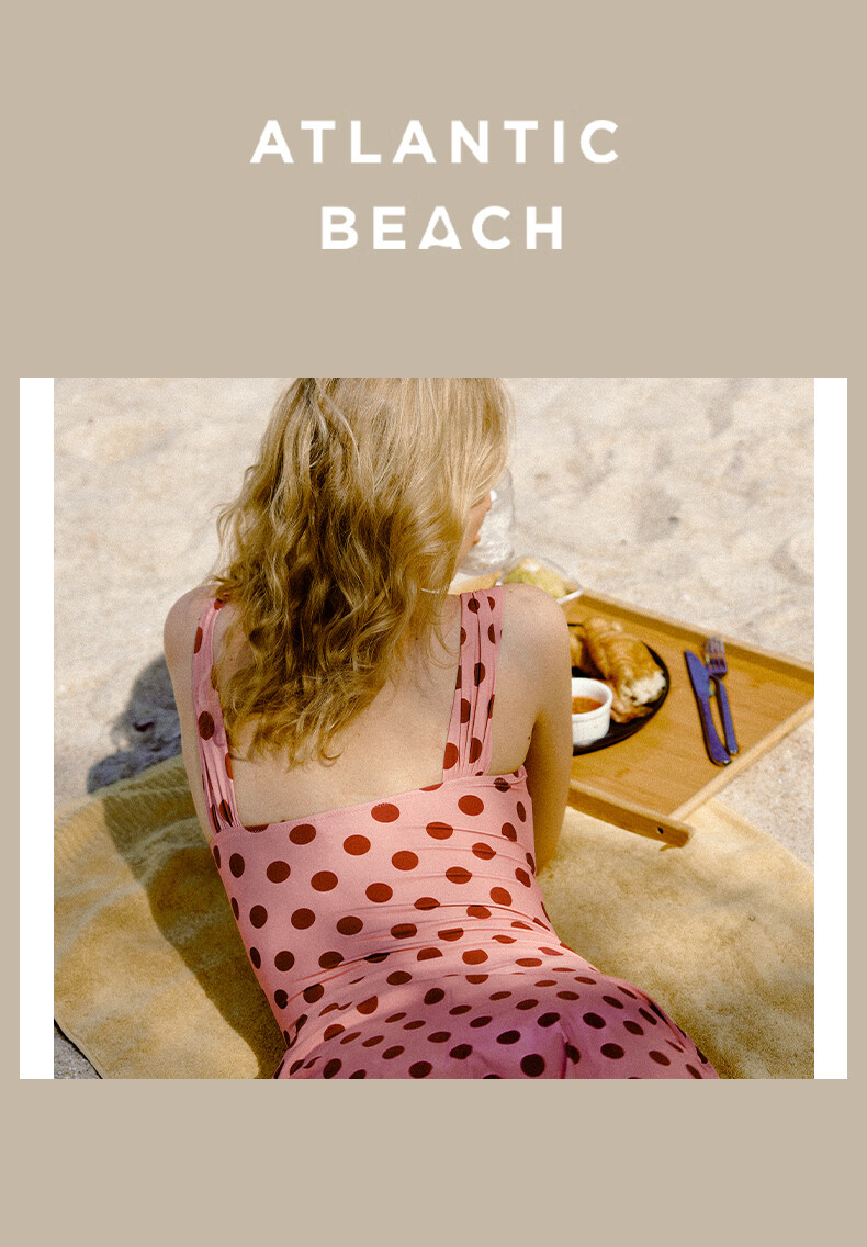 Atlanticbeach 2026 New Vacation Retro French Polka Dot Hot Spring One-Piece Dress Swimsuit, Beach Tummy Control Slimming Swimwear 2