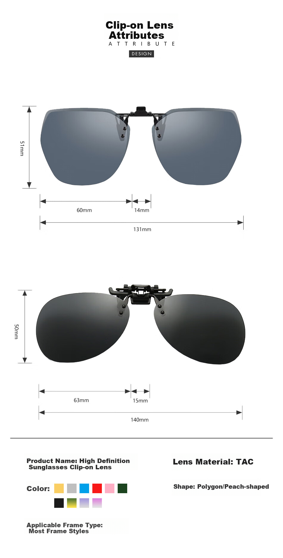 DRATRA Polarized Sunglasses Clip-On for Men And Women, Classic Frog-Eye Glasses, Myopia Eyewear Clip-On, Driving Sunglasses, Sun Protection, Anti-Glare 9