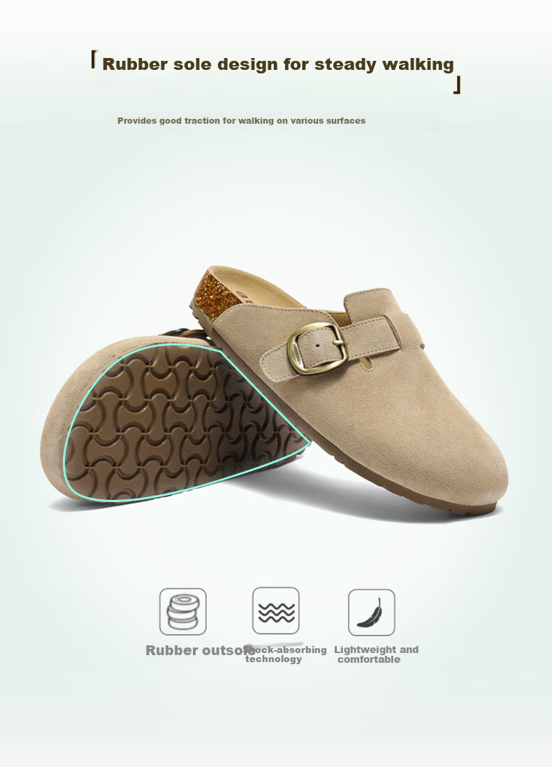 Belle Comfortable Thick-Soled Birkenstock Shoes 26 Autumn New Women's Casual Versatile Open-Toe Slippers JD044CH6 Apricot Color Size 38 6