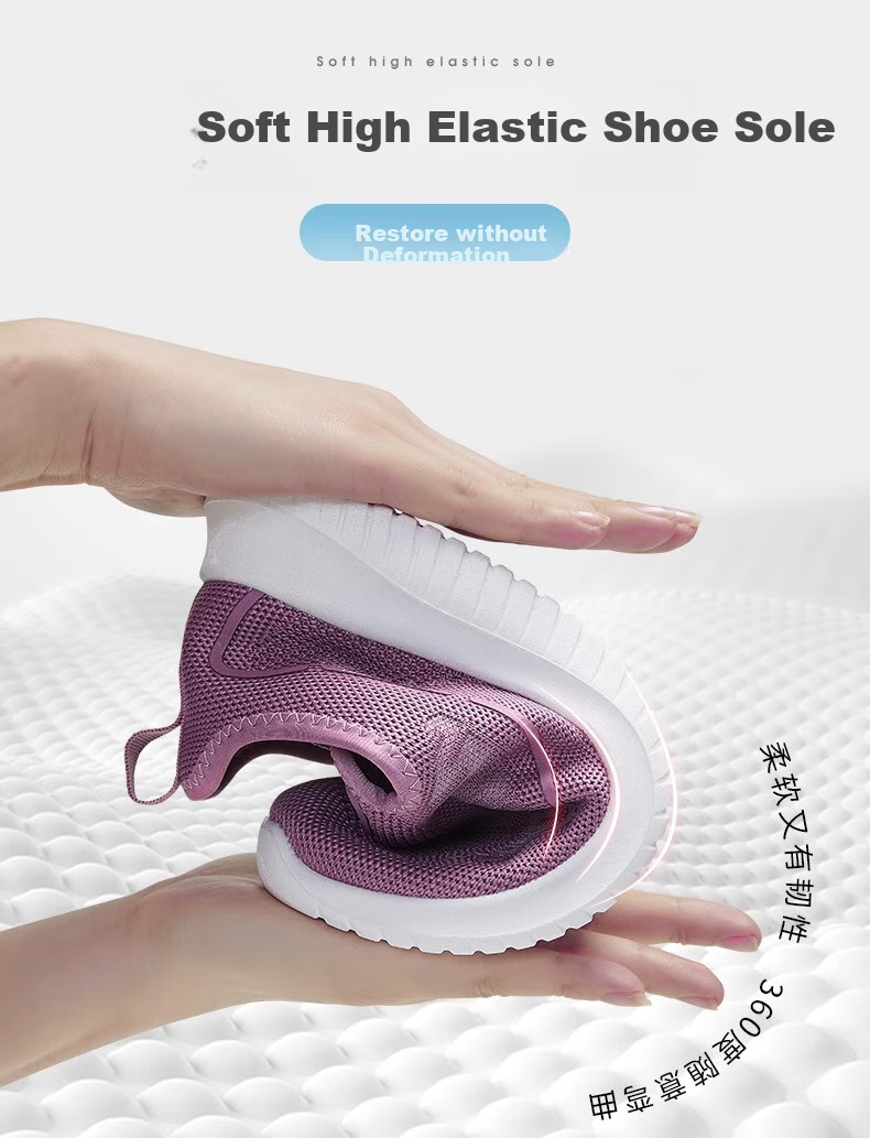 Warrior Women's Shoes, Mom Shoes, Autumn Season, Soft Sole Slip-On, Soft-Bottomed Sports Old Beijing Cloth Shoes, 0603, Light Purple, Size 39 6