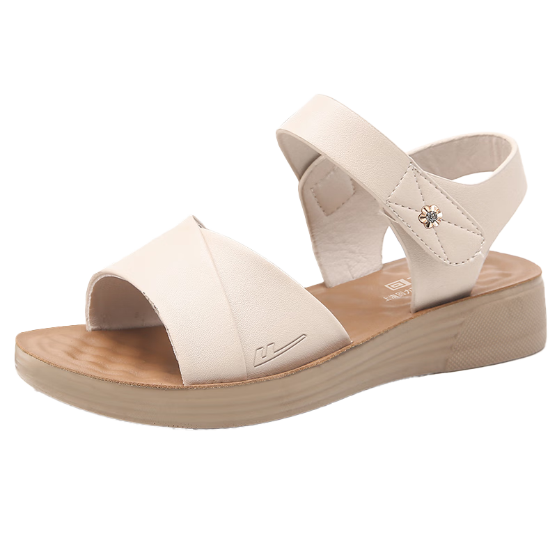 Warrior Mom Sandals Summer Soft Sole Non-Slip Elderly Women's Shoes 2026 New Model Age 50-60 1155 Beige Size 40