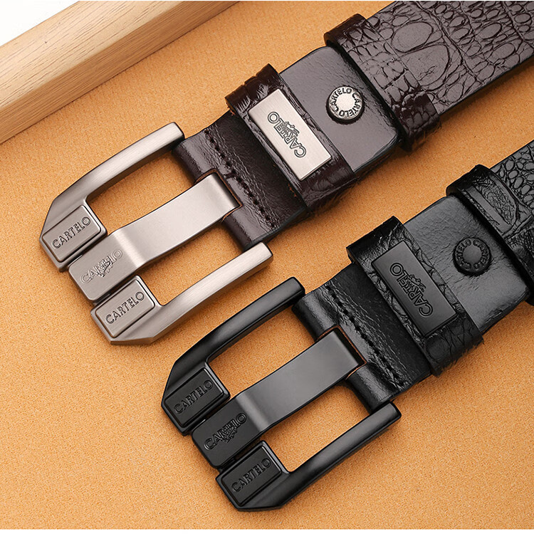 CARTELO Men's Vintage First Layer Cowhide Leather Pin Buckle Fashion Belt Gift for Boyfriend Husband Dad 14