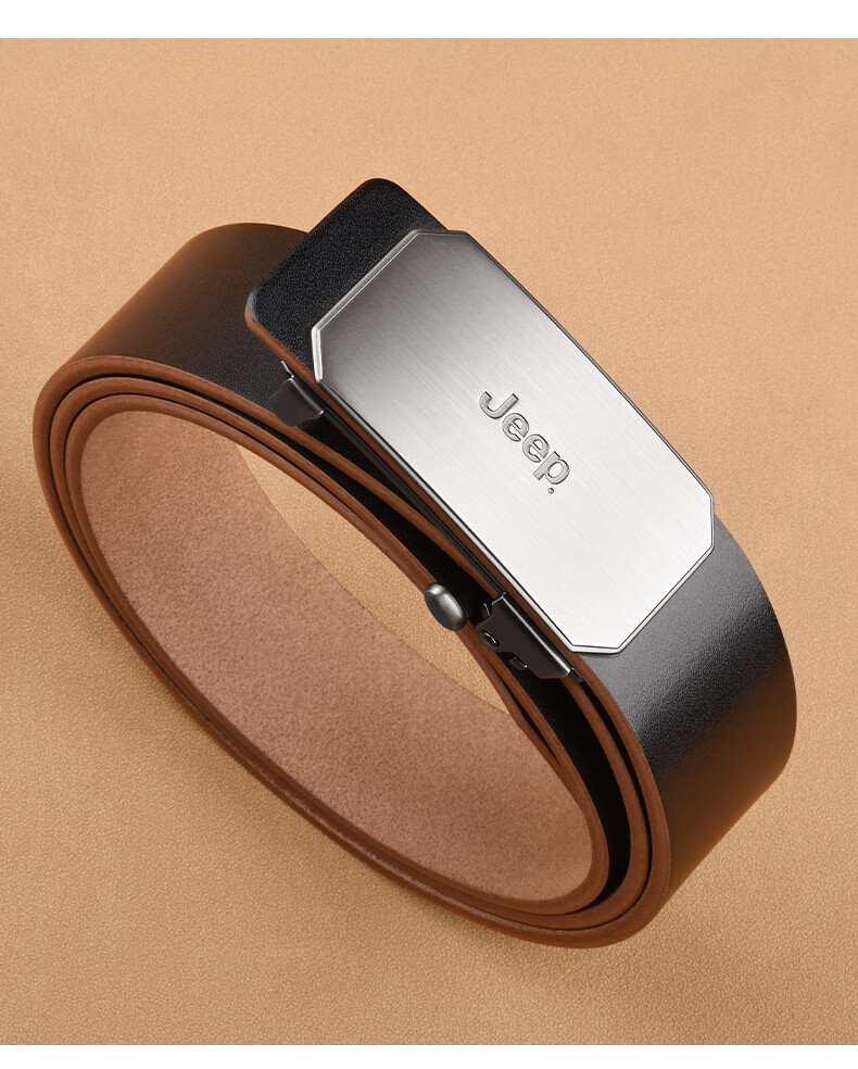 JEEP Leather Belt for Men, Top-Grain Cowhide, Toothless Inner Belt, Casual High-End Trouser Belt, Birthday Gift for Boyfriend Or Husband 7