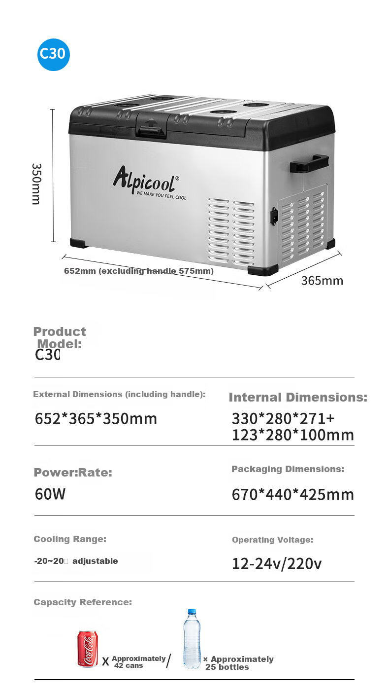 Alpicool Car Refrigerator C40, Dual-Use for Car And Home, Compressor-Freezing And Refrigeration, Mini Quick-Freeze Fridge for Dormitory And Office 14