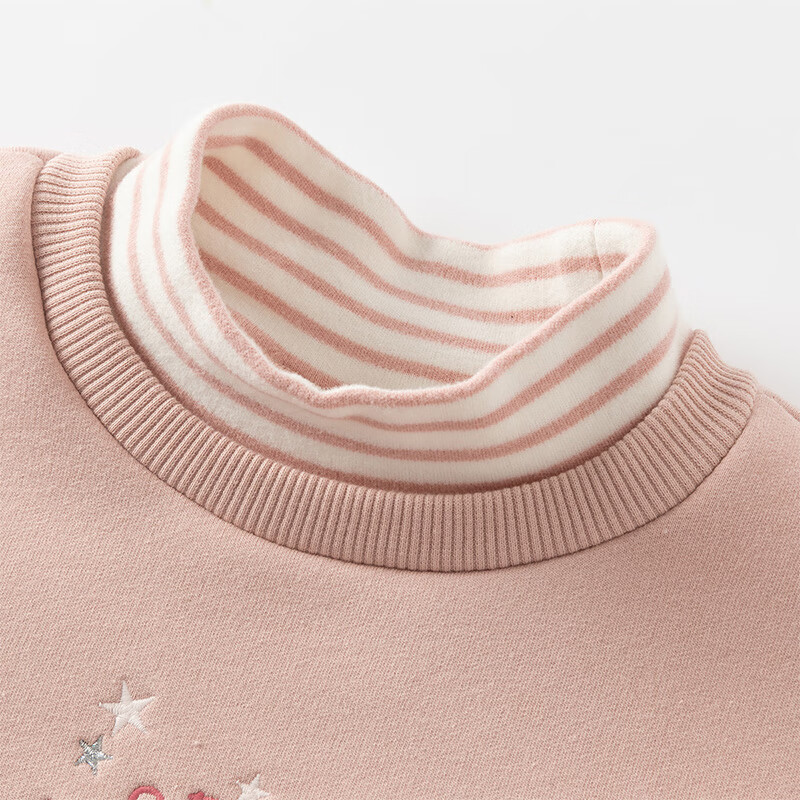 DAVE & BELLA Children's Fleece-Lined Sweatshirt, Girls' Autumn And Winter Wear, Boys' Clothing, Girls' Turtleneck Top, Kids' Apparel