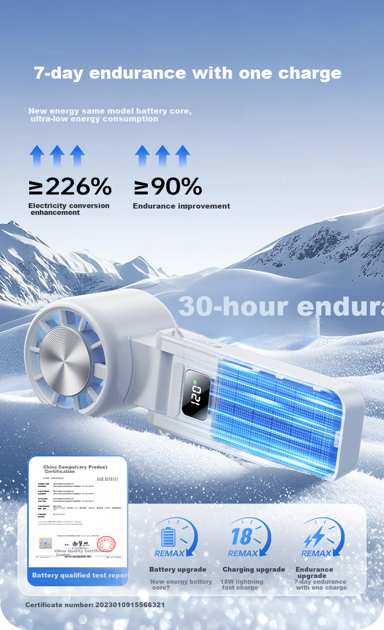 Azeada Handheld Foldable USB Fan, Desktop Neck-Hanging Mini Semiconductor Cooling Ice Pack, Powerful Turbine Fan with Long Battery Life And Quiet Operation, Portable Gift 12