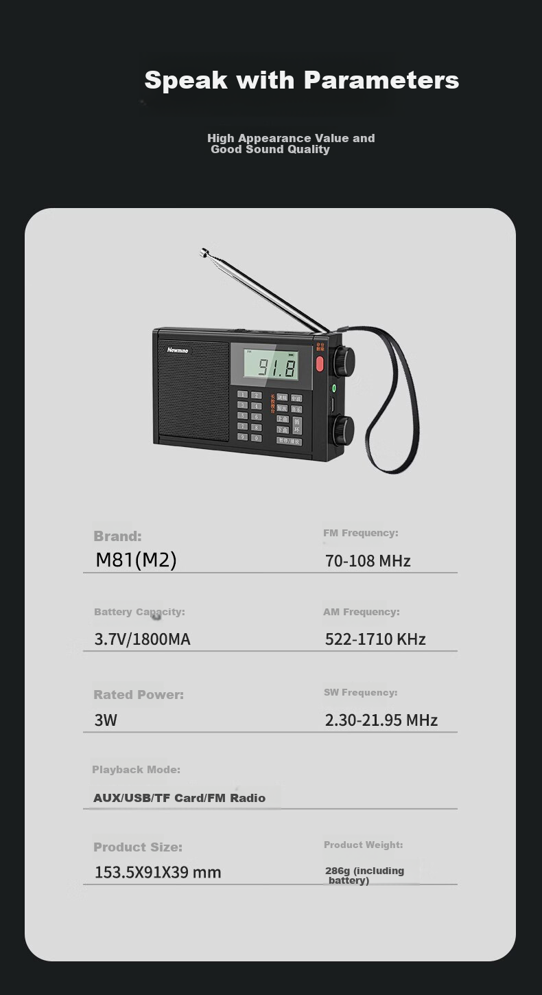 Aiguozhe M81 Radio, Rechargeable, Card-Insertable, Mini Portable, Small Opera Player, Multifunctional Speaker, English CET-4/6 Exam Preparation, Broadcast Listening Device 3