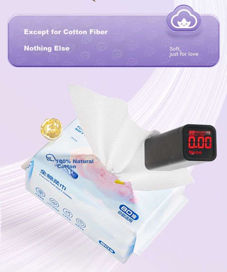FulCotton Baby Soft Cotton Wipes, 100% Pure Cotton, for Both Dry And Wet Use, Thickened Face Towels, 80 Sheets * 1 Pack 3