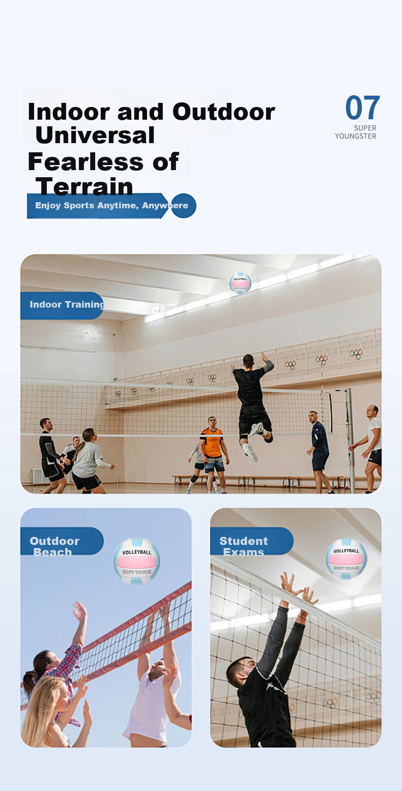 CAMEWIN Volleyball Size 5 Ball for Middle School Entrance Exam Training, Boys And Girls, Junior High School, Pink White Blue Machine-Stitched Hard Volleyball Standard Size 5 Soft Volleyball 8