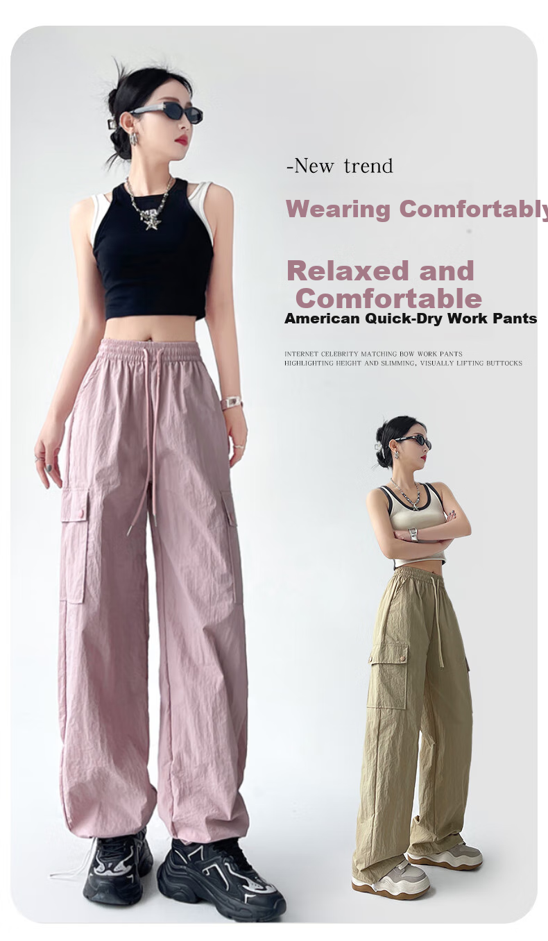 Langsha Women's Workwear Pants Spring Summer 2026 High Waist Wide Leg Sports Pants Slimming Outdoor Commuter Casual Trousers for Women 1