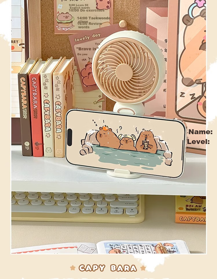 Sannianerban Cute Handheld Fan, Rechargeable, Quiet, Portable for Students, Office Use, Bathroom Fan, Dorm Desk Fan, Bedside Handheld Electric Fan for Babies, Blue 7