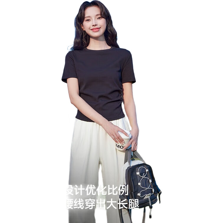 Женская футболка Baleno, короткая, с круглым вырезом, с утяжкой в виде сердца, летняя коллекция 2025, приталенный силуэт, повседневная модель.