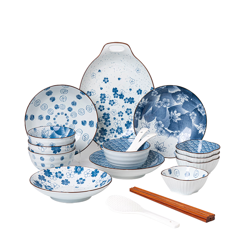 JD Original Tableware Set, Ceramic Dinnerware Set with Bowls for Home Use, Housewarming Gift, Hokkaido Style, 36 Pieces