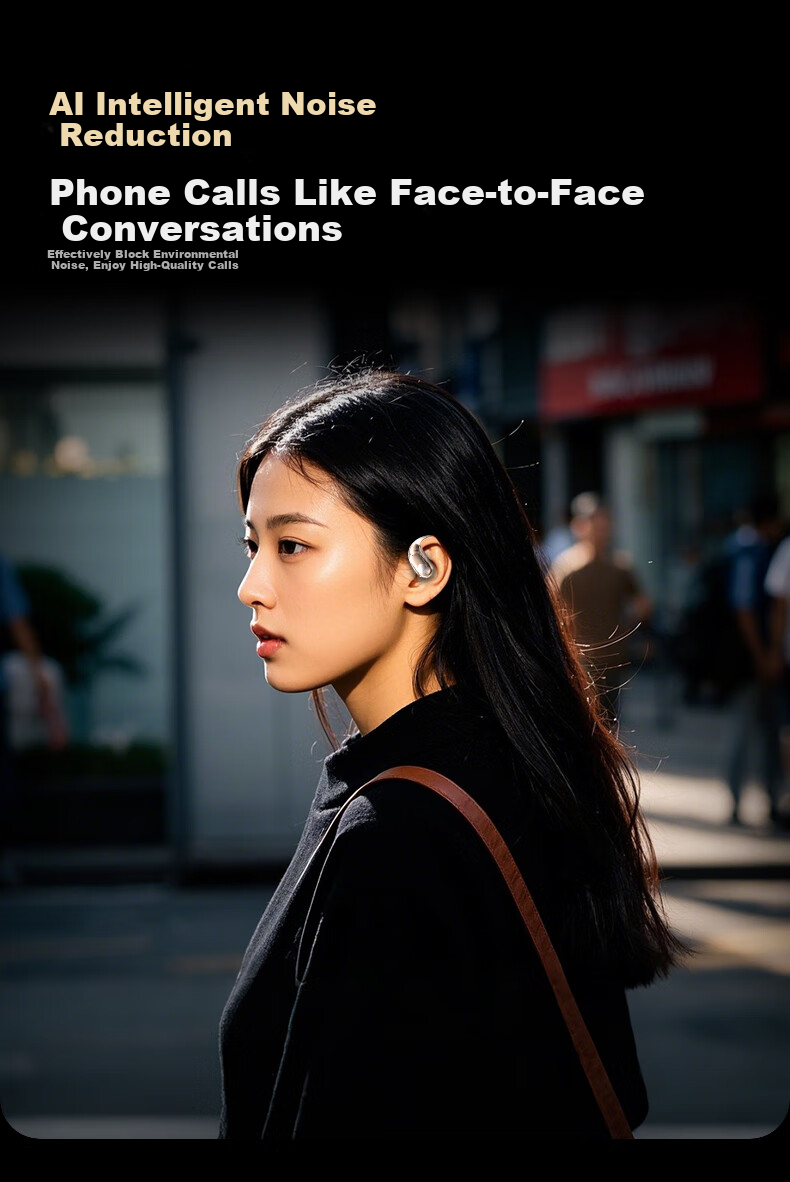 D.ROB D.ROBAI Conference Headphones, Bone Conduction Concept, Over-Ear Wireless Bluetooth Earphones, Noise Reduction, Real-Time Recording, Simultaneous Interpretation, Compatible with Huawei, Apple, Huawei Xiaomi K69, Beige Color 9
