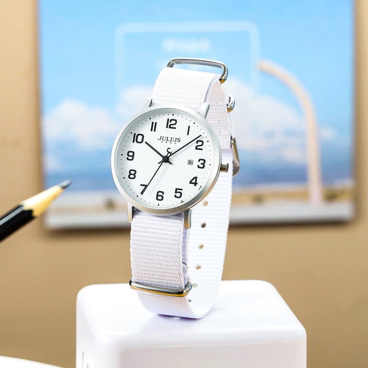 Julius Watch for Women, Back-To Season, Student Exam, Casual Player, Waterproof, Unisex, Women's Quartz Watch, White JA-1552A