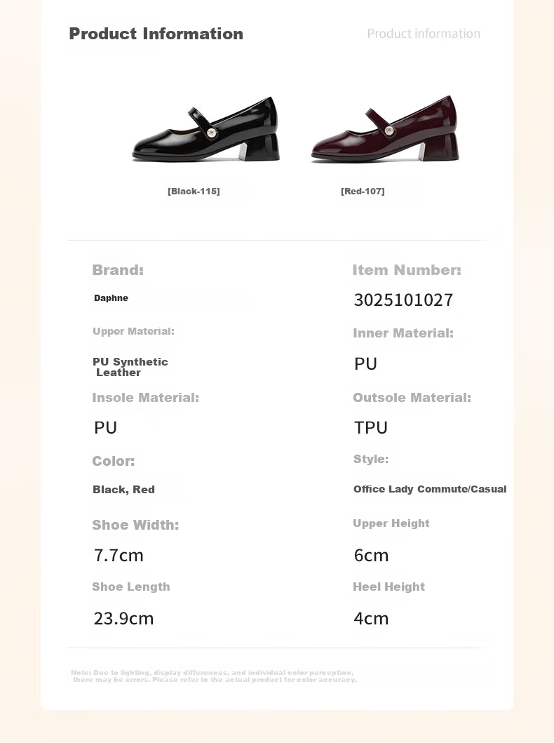 DAPHNE Mary Jane Shoes for Women, Spring 2025 New Chinese-Style High Heels Leather Shoes, Black, Size 38 4
