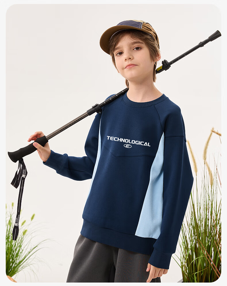 Baleno Boys' Sweatshirt, Autumn Style, Color-Block Design, Stylish Autumn Top, Casual Thin Round Neck Spliced Base Layer for Older Childre 1