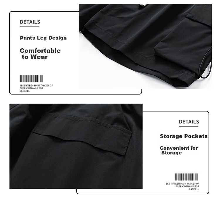 JEEP Men's Shorts, Summer Loose Casual Five-Point Cargo Pants, APK660, Black, XL 5
