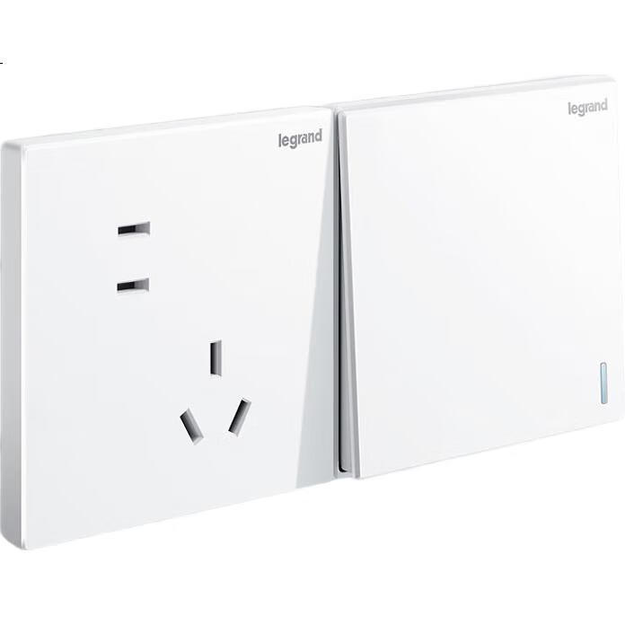 LEGRAND Выключатель одинарный, двойной контроль, серия Shidian Magnolia, белый, без рамки, 86x86 мм