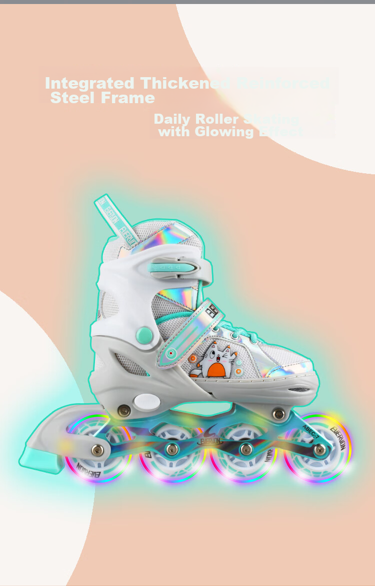 EVERVON Roller Skates for Children 088 Boys And Girls Full Flash Inline Skates with Helmet And Protective Gear Size S Fits 30-33 3