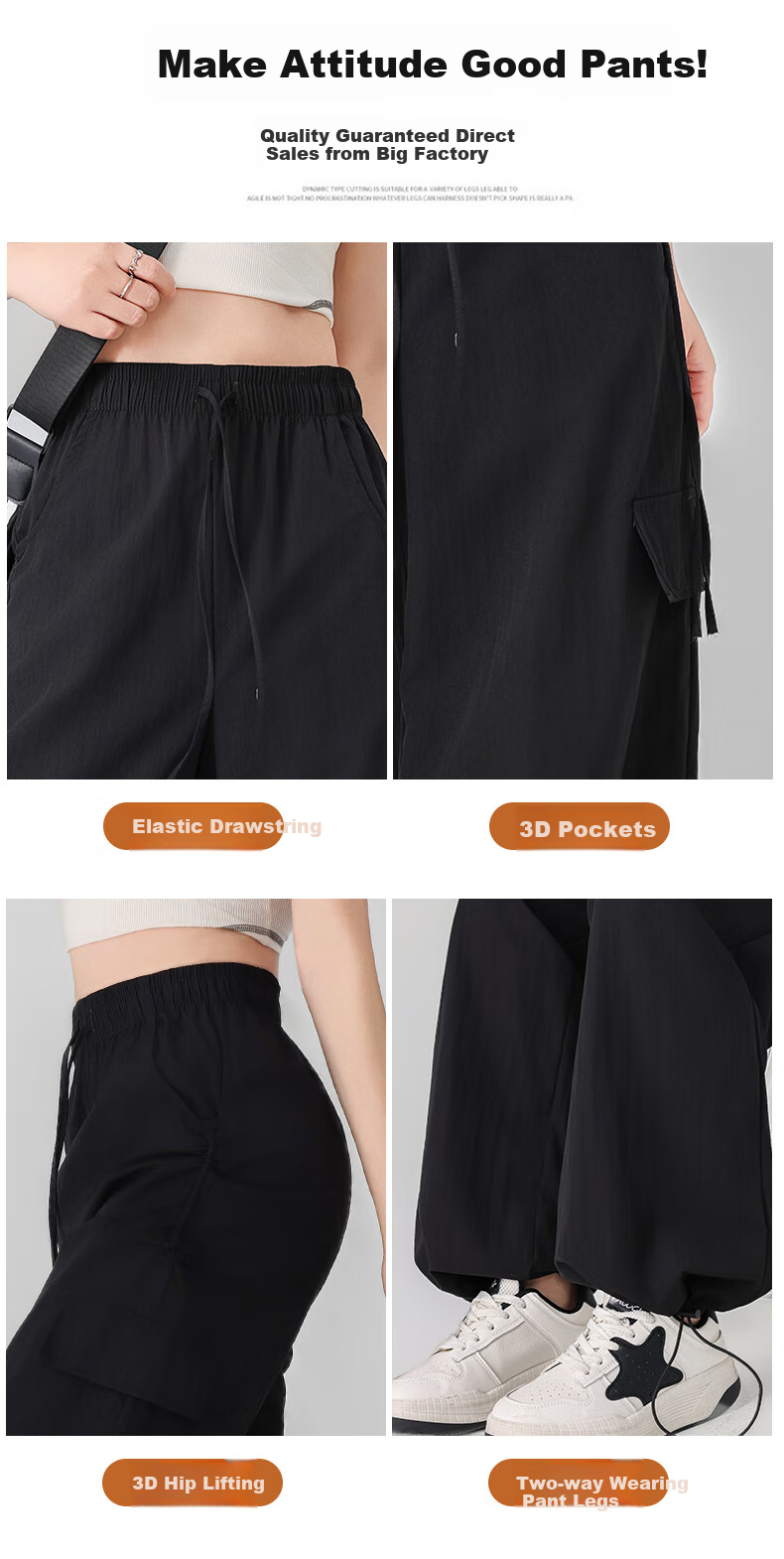 LangSha Women's Cargo Pants with Drawstring for Petite Figures, Lightweight Summer 2025 Butterfly Bow Casual Quick-Dry Trousers Paratrooper Pants 12