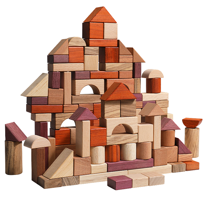 Muwanzi 108 Pieces Unpainted Natural Wood Creative Building Blocks, Toys for Children Aged 3-6 And 1-3 Years Old, Educational Assembly Toys, Holiday Gifts