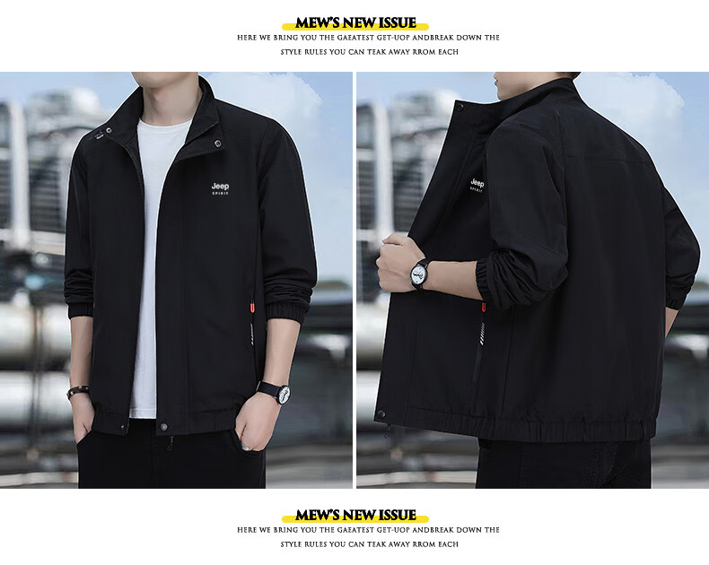 JEEP SPIRIT Men's Spring Jacket, Casual Outerwear for Men, Loose-Fitting Clothing for Me 5
