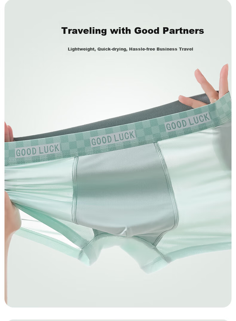 Me Feeling Men's Underwear, Summer Thin Style, Seamless Ice Silk Cool-Feeling Breathable Boxer Briefs, Antibacterial Loose-Fit Large Size Boxer Shorts 11