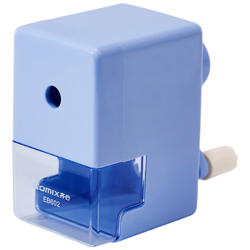 COMIX Simple Hand-Crank Pencil Sharpener, Automatic Pencil Feeder, Core Removal, Rotary Pencil Sharpener, Student Stationery Back-To Gift, EB602 Blue