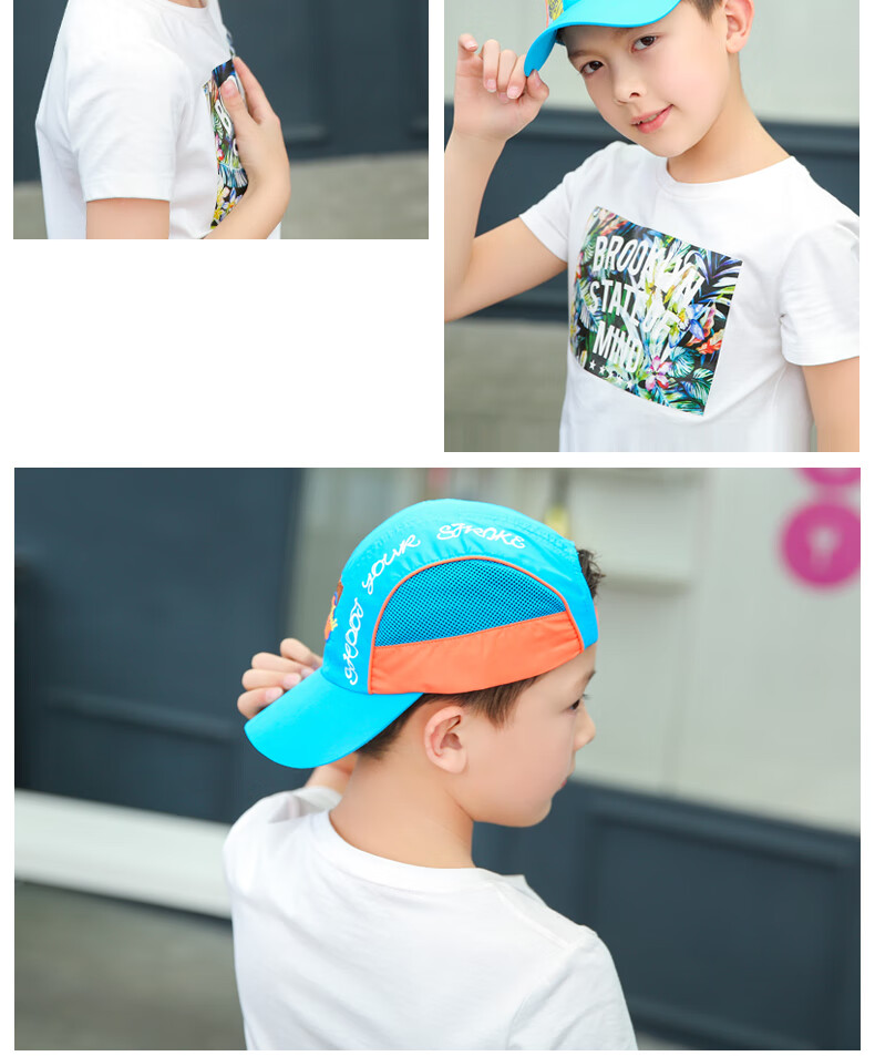 Jian Cai Kids Baseball Cap Boys Sun Protection Duckbill Hat Summer Basketball Mesh Quick-Dry Breathable Sunshade Hat for Girls and Babies 6