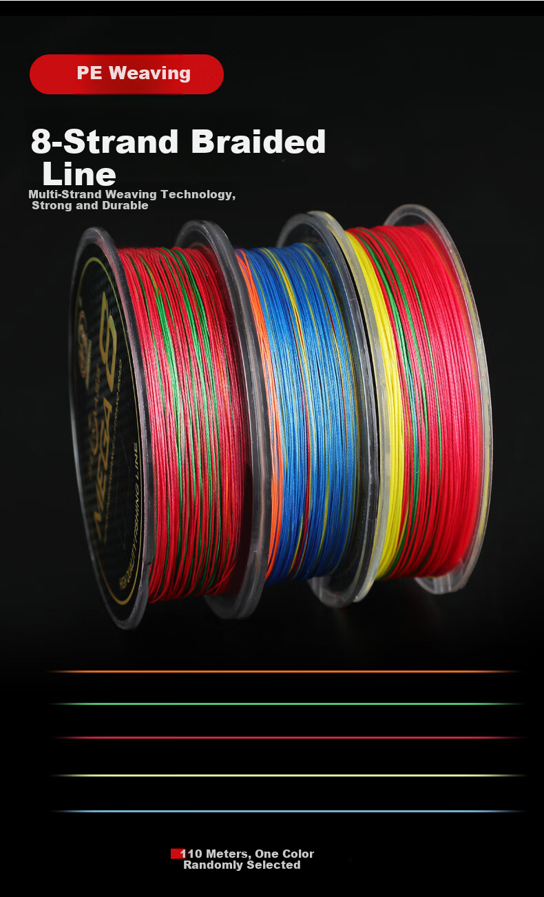 Shensha No. 3 PE Braided Fishing Line, 8 Strands, 100 Meters, Ultra-High Tensile Strength, Wear-Resistant, One Color, Lure Fishing Line, Fishing Tackle 6