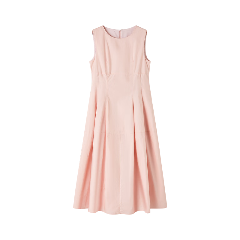 MT Romantic Holiday Pink Summer New Sleeveless Waist-Cinched Mid-Length Simple Dress