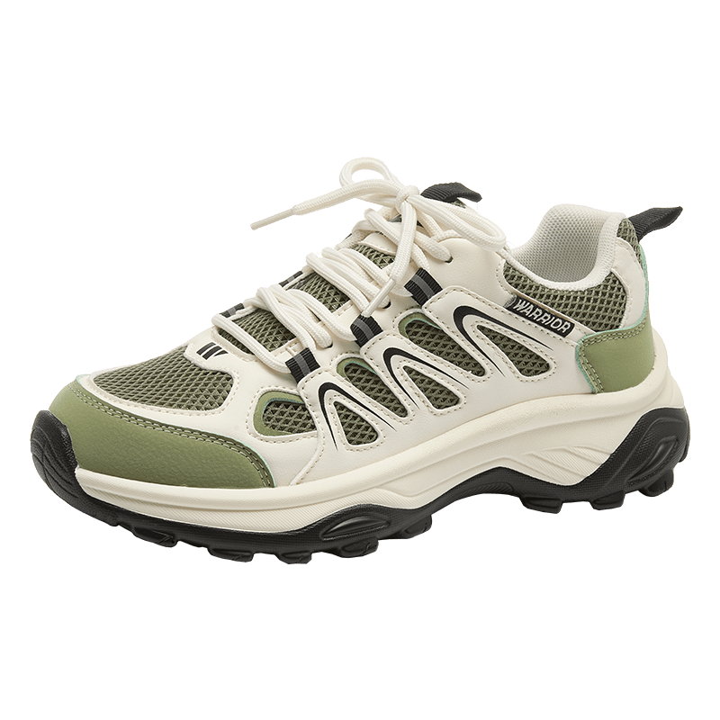 Warrior Women's Shoes 2026 Spring Thick Sole Casual Comfortable Sports Shoes Unique Style Light Green Black Size 39