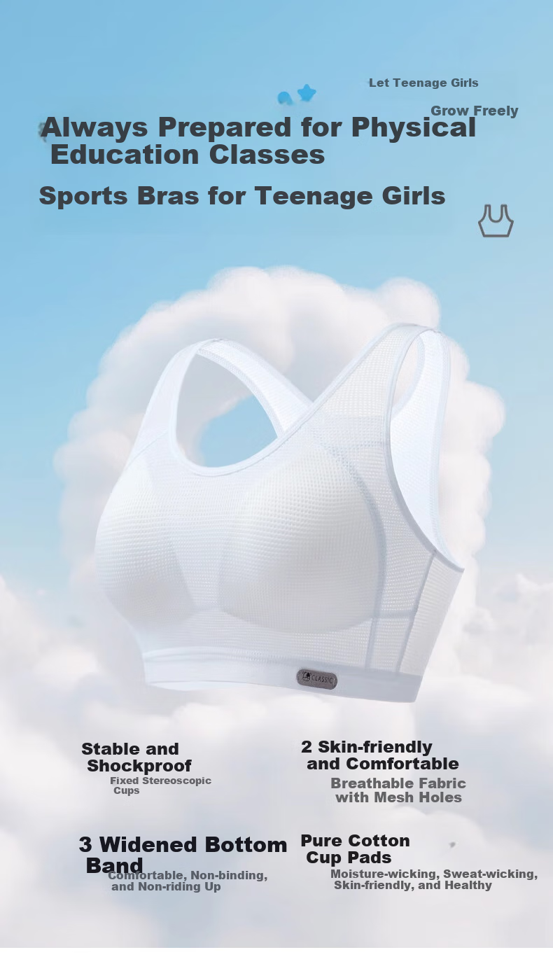 GUJIN 2 Pieces Sports Ultra-Thin Breathable Seamless Girls' Underwear, Puberty Stage Two Bra, for Middle School And Elementary School Students, Size L 2