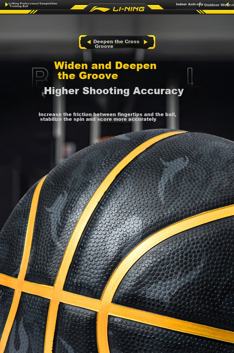 LI-NING Basketball Adult Size 7 Youth Junior High School Girls Exam Competition Training Indoor Outdoor Durable Basketball 13
