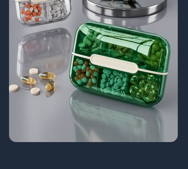 Baiyite Portable Personal Lightproof Weekly Pill Organizer Seven-Day Travel Storage Box Large Capacity Medicine Dispenser 24