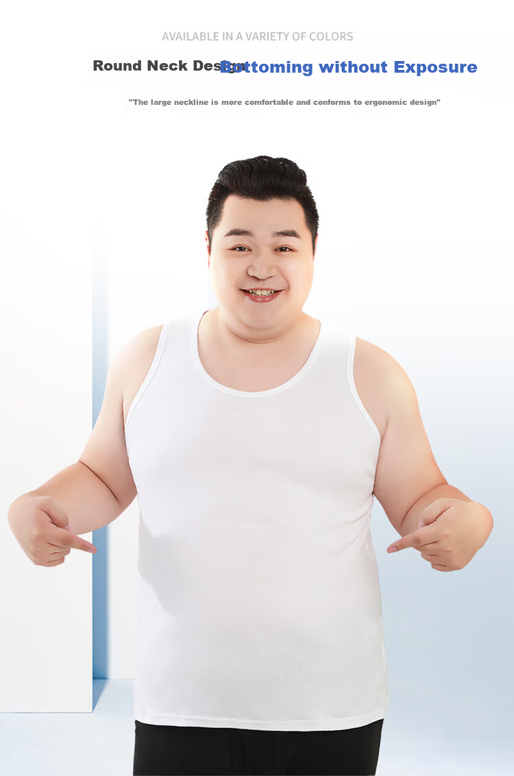 Hengyuanxiang [100% Pure Cotton Plus Size Tank Top] Men's Antibacterial Plus Size Undershirt Camisole Sleeveless Sports Undershirt 5