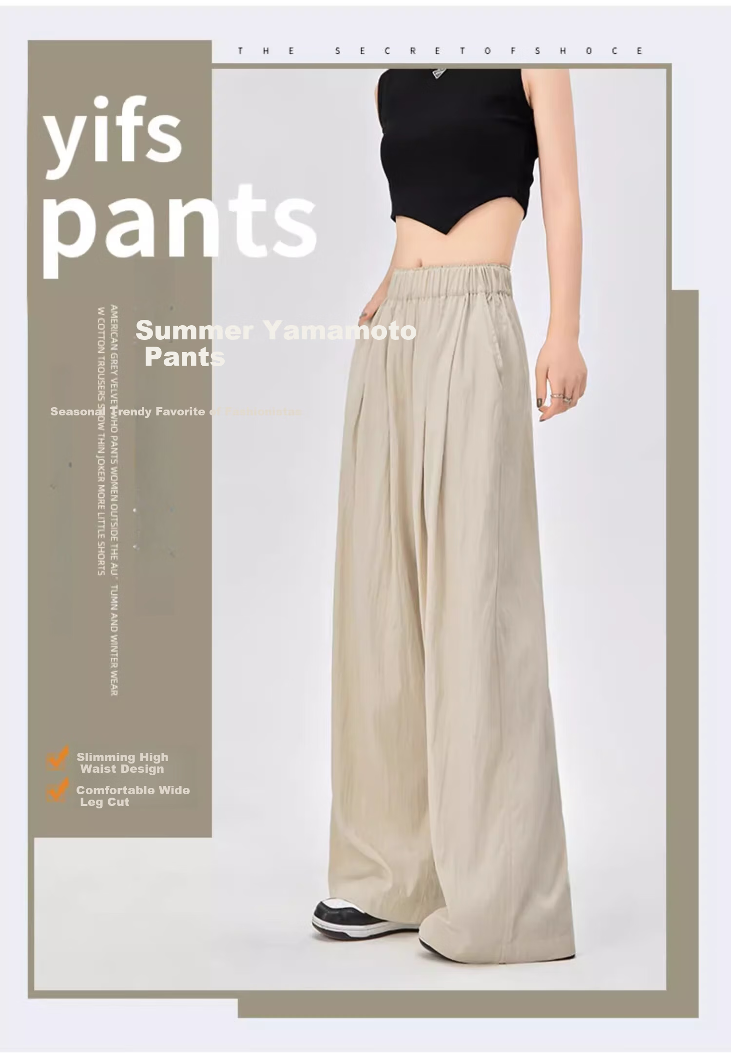 FitonTon Women's Pants, 2025 New Japanese-Style Lazy Yamamoto Pants, Loose-Fitting Slimming Wide-Leg Trousers, High-Waisted Draping Floor-Length Pants 1