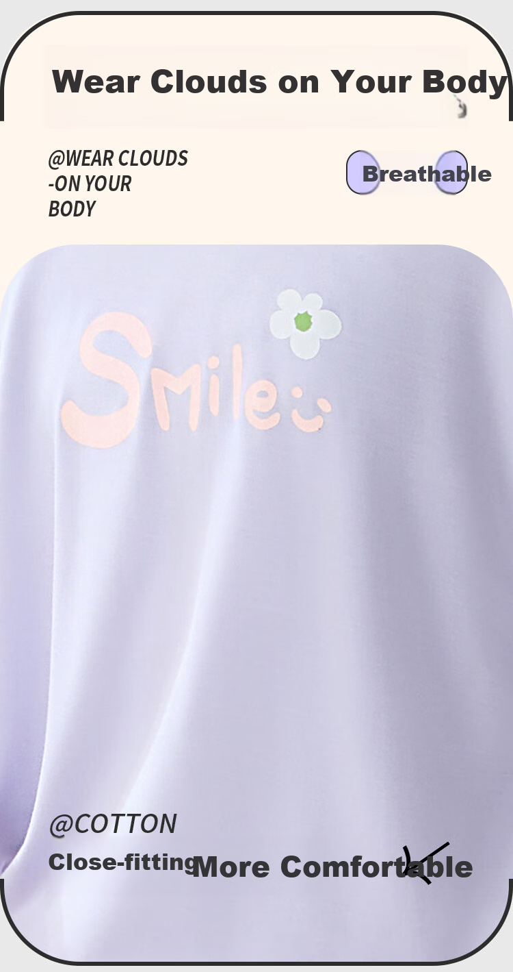 LangSha Children's Pajamas for Girls, Summer Thin Lycra Cotton Three-Quarter Sleeve Sleepwear Set for Middle And High School Students, Teenage Home Wear 3