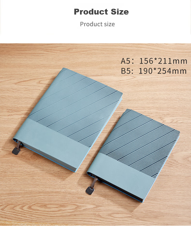 Jinyi Twill Notebook with Sprayed Edge, Thickened Leather Cover, Soft Leather Bookmark, Exquisite New Simple Artistic Journal, Large Size B5 Twill Sprayed Edge - Smog Blue (180 Sheets) 2
