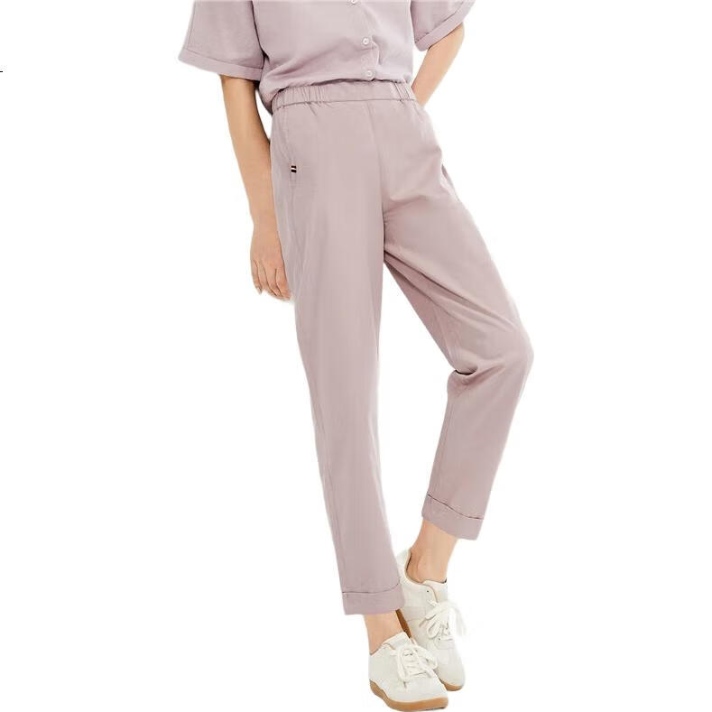Женские брюки Giordano, летние, из чистого хлопка, с эластичным поясом, легкие повседневные брюки, 05424354, оливковый, размер M