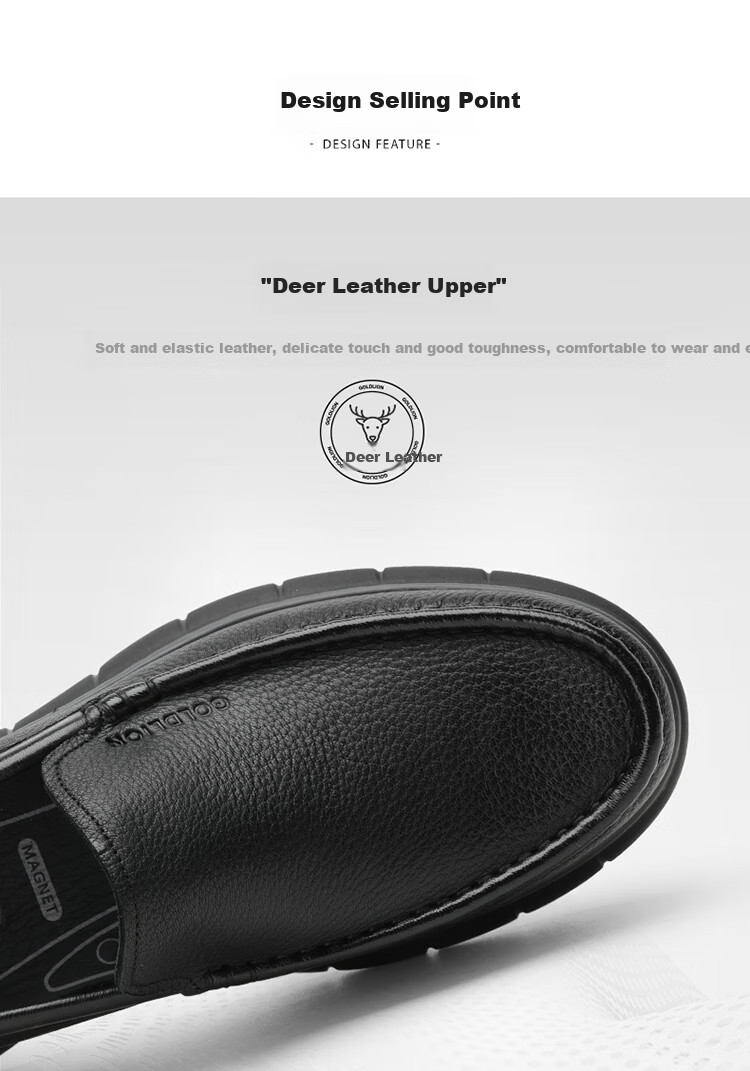 Goldlion Men's Shoes, Leather Shoes, Fashionable Business Casual Shoes, Comfortable Loafers, 55923018401A-Black Size 38 2