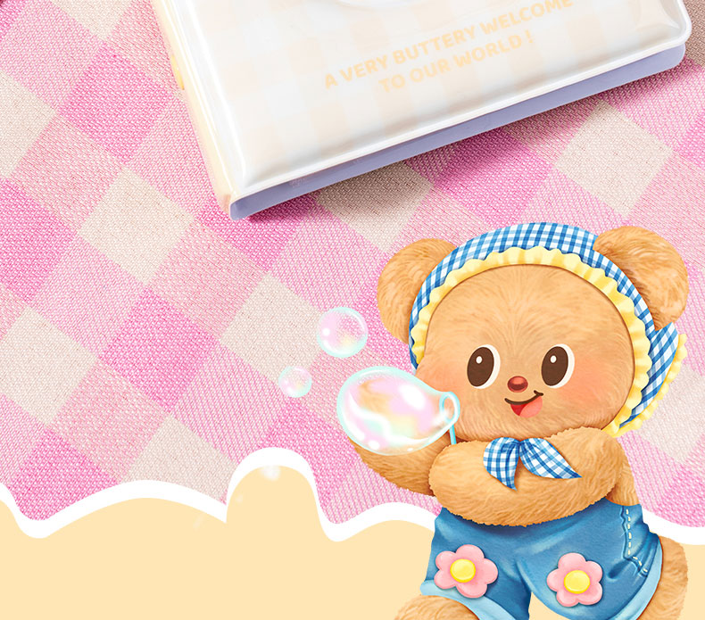 Deli Butter Bear Loose-leaf Card Album Mini Photo Sticker Collection Album Single Grid Mini Card Holder Cute High-Value HY613 Color Random 3