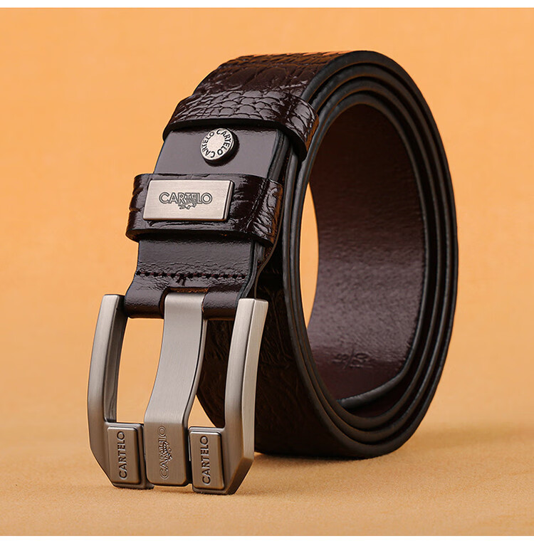 CARTELO Men's Vintage First Layer Cowhide Leather Pin Buckle Fashion Belt Gift for Boyfriend Husband Dad 15