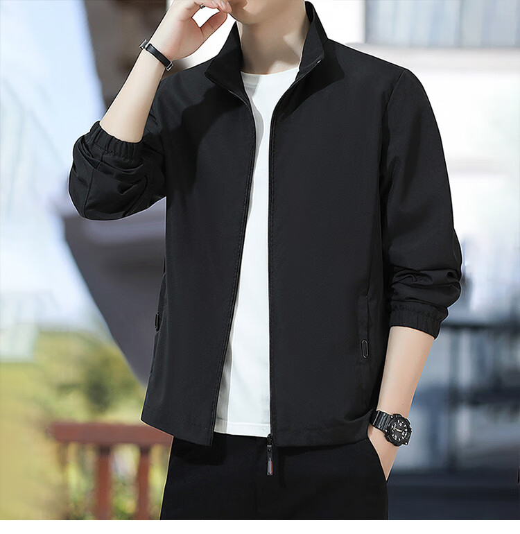 RED DRAGONFLY Men's Jacket Trendy Autumn Winter Business Executive Commuter Stand Collar Loose Casual Windproof Coat Gray 2XL 3