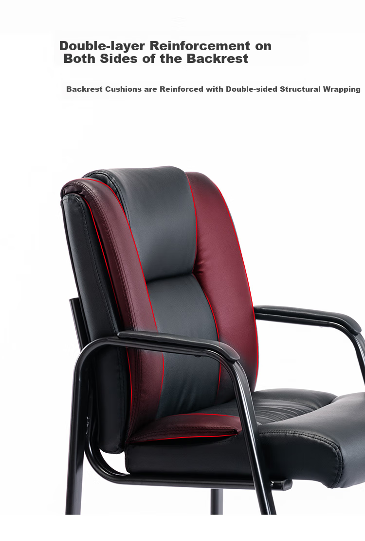 Botai Office Computer Chair, Reception Chair, Home Chair, Mahjong Chair, Four-Legged Chair, Conference Chair, Black Leather Chair 5168 6