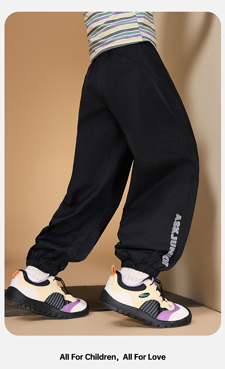 ASK JUNIOR Children's Clothing Girls' Youth Autumn Sports Pants Jogger Running Casual Trousers Black 110 39